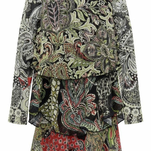 Desigual Women Multicoloured Paisley Long Sleeve Shift Dress S