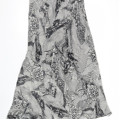 Marks and Spencer Women's Black Floral Asymmetric Chiffon Skirt Size 10