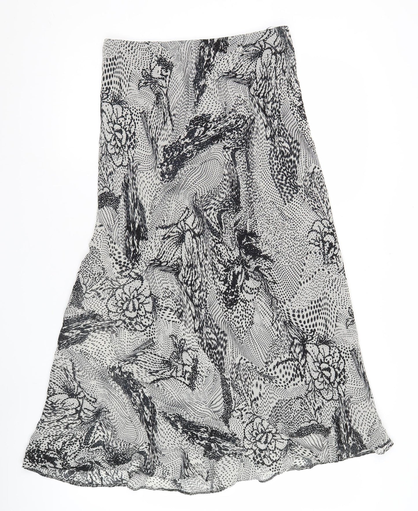 Marks and Spencer Women's Black Floral Asymmetric Chiffon Skirt Size 10