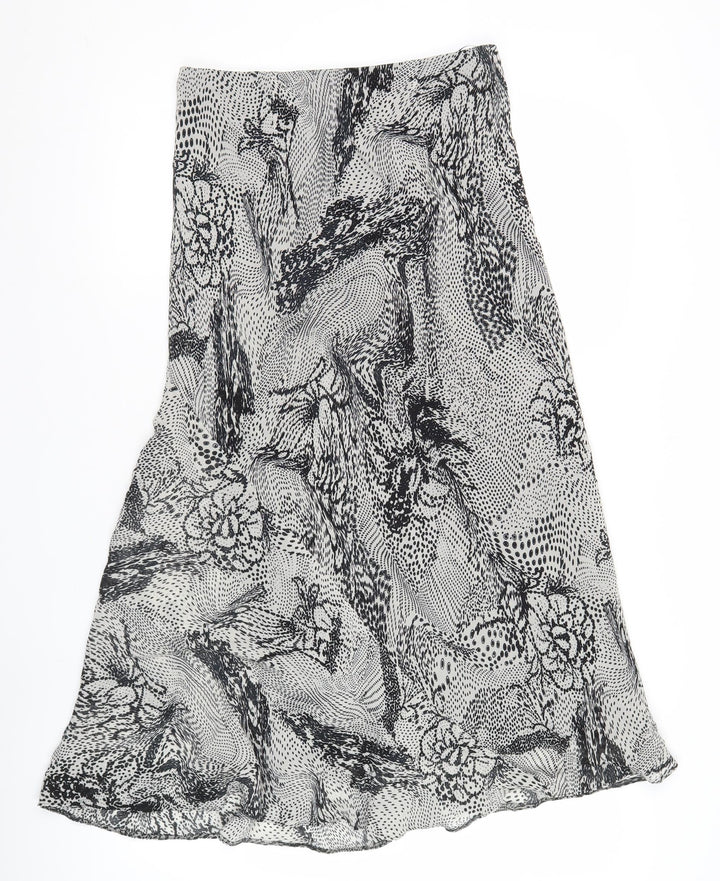 Marks and Spencer Women's Black Floral Asymmetric Chiffon Skirt Size 10