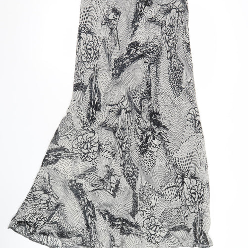 Marks and Spencer Women's Black Floral Asymmetric Chiffon Skirt Size 10