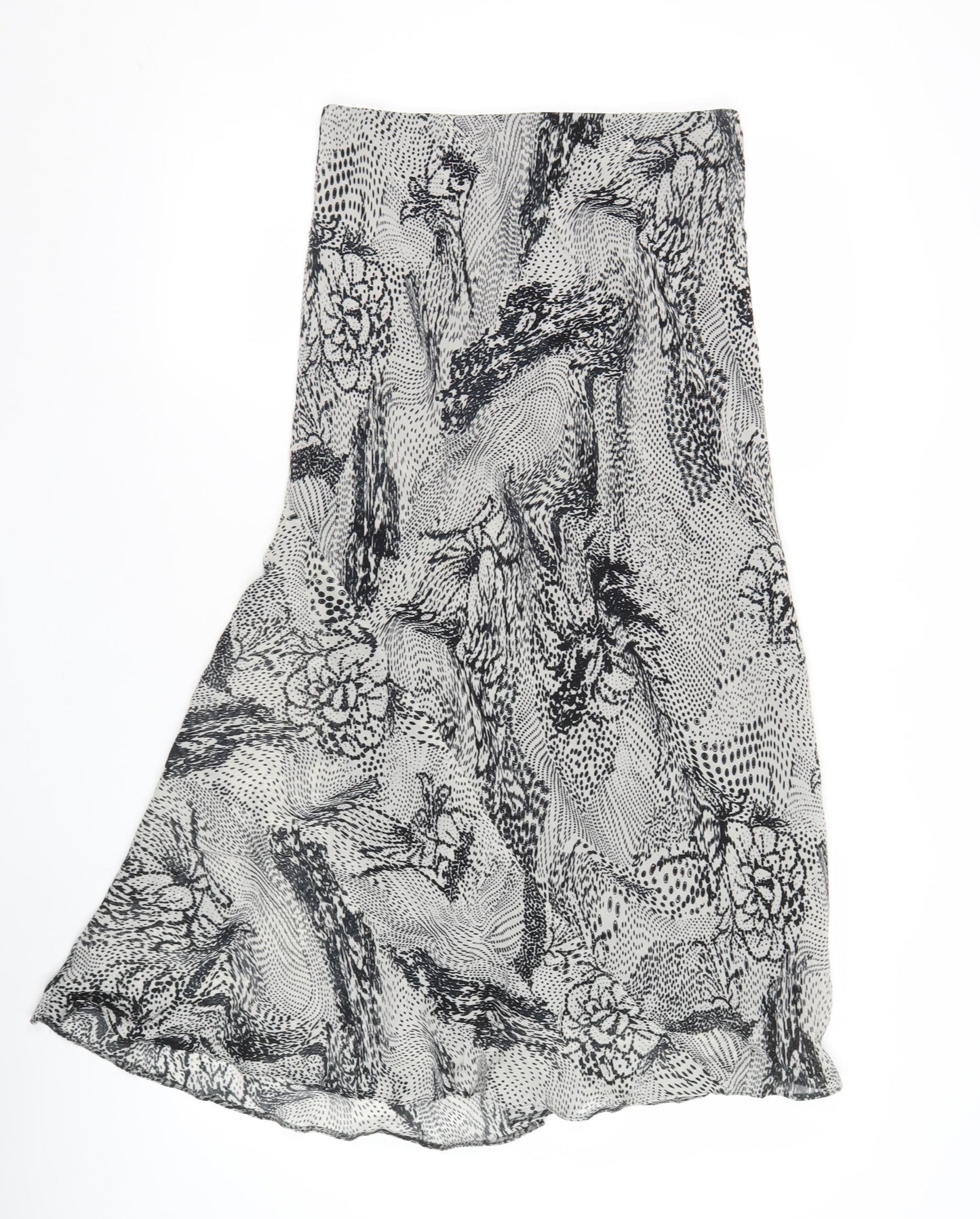 Marks and Spencer Women's Black Floral Asymmetric Chiffon Skirt Size 10