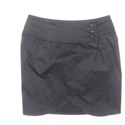 Tiddy Women's Black Wrap Short Skirt Size M Cotton Stretch