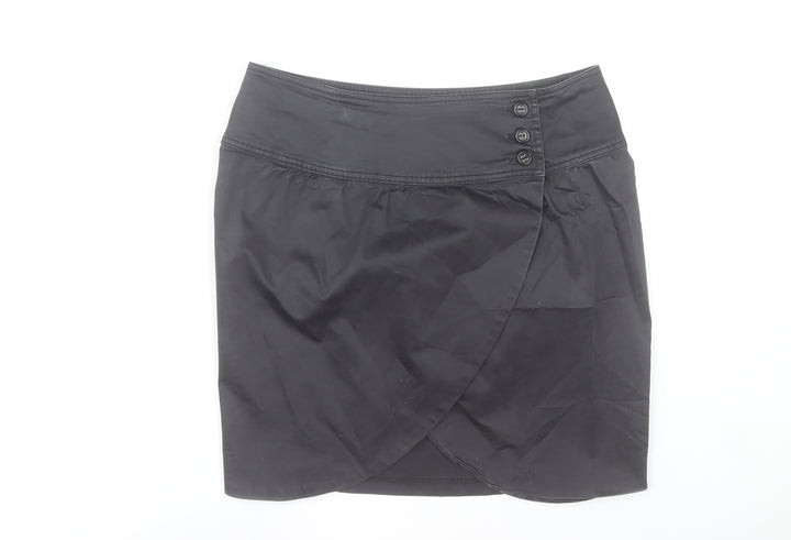 Tiddy Women's Black Wrap Short Skirt Size M Cotton Stretch