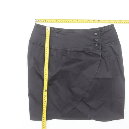 Tiddy Women's Black Wrap Short Skirt Size M Cotton Stretch