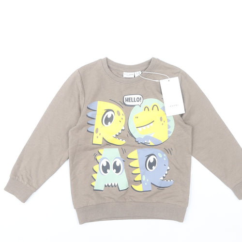 Name It Boys Brown Dinosaur Graphic Pullover Sweatshirt 5 Years