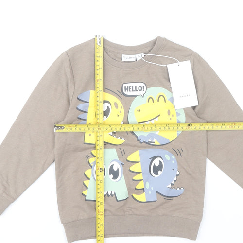 Name It Boys Brown Dinosaur Graphic Pullover Sweatshirt 5 Years