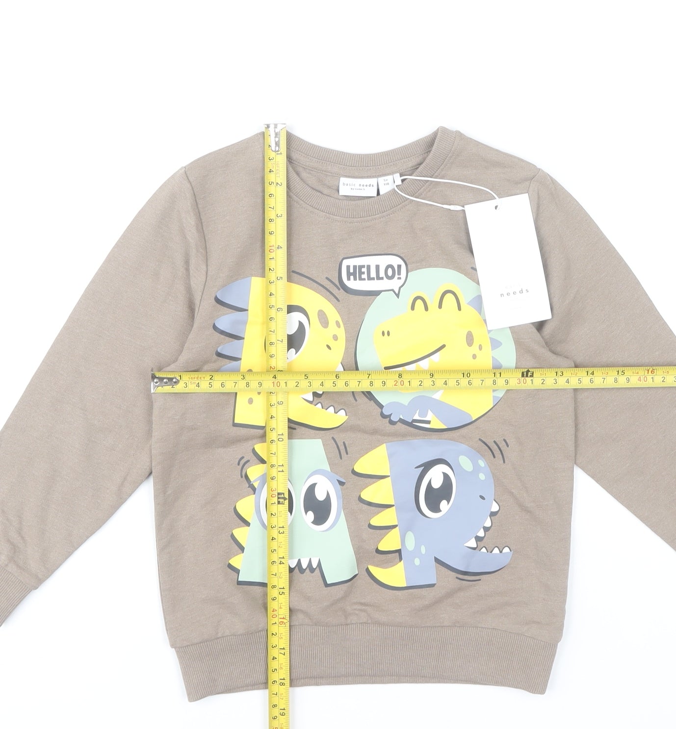 Name It Boys Brown Dinosaur Graphic Pullover Sweatshirt 5 Years