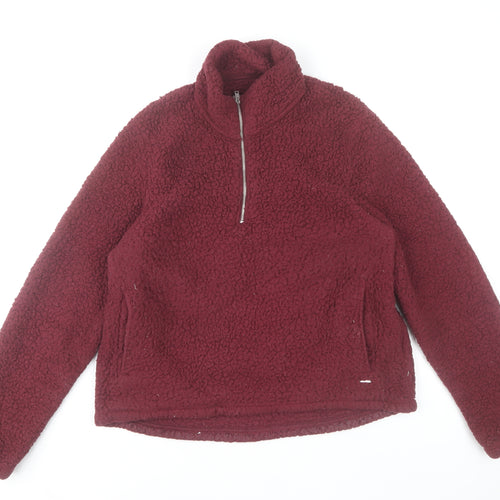 Hollister Women’s Burgundy Fleece Pullover Hoodie M Warm Winter Style