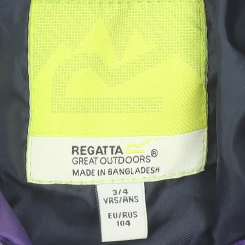 Regatta Girls Purple Puffer Jacket 3-4 Years Lightweight Padded Coat