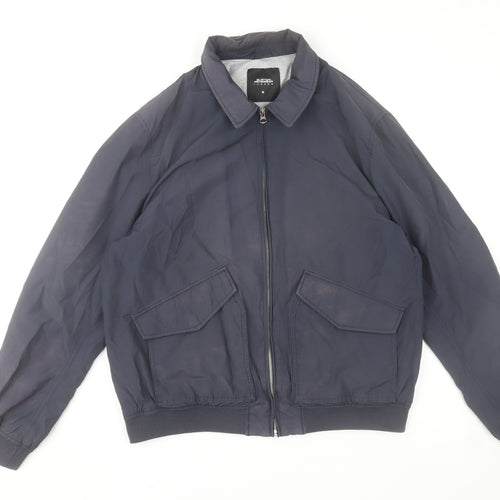 Burton Menswear London Men Blue XL Bomber Jacket Cotton Nylon Zip