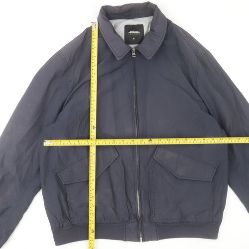 Burton Menswear London Men Blue XL Bomber Jacket Cotton Nylon Zip