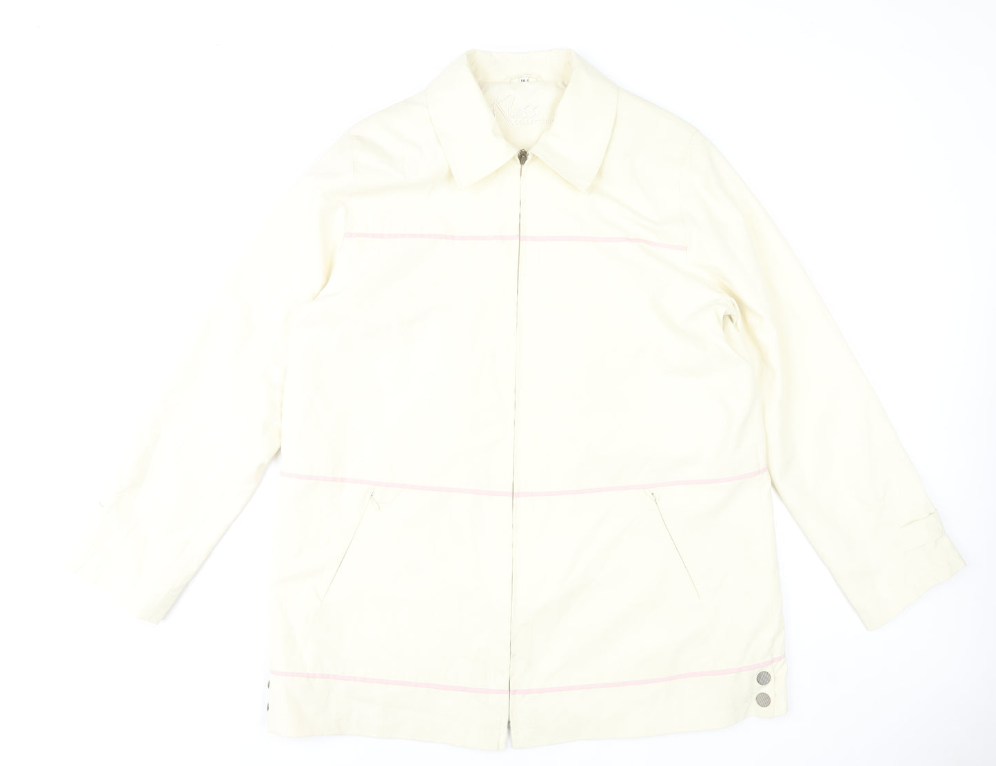 Klass Collection Women's Ivory Mid-Length Jacket Size 18 Polyester Blend