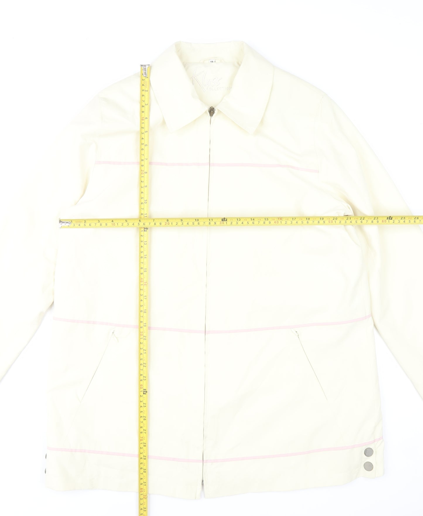 Klass Collection Women's Ivory Mid-Length Jacket Size 18 Polyester Blend