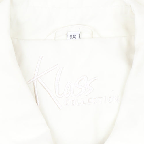 Klass Collection Women's Ivory Mid-Length Jacket Size 18 Polyester Blend