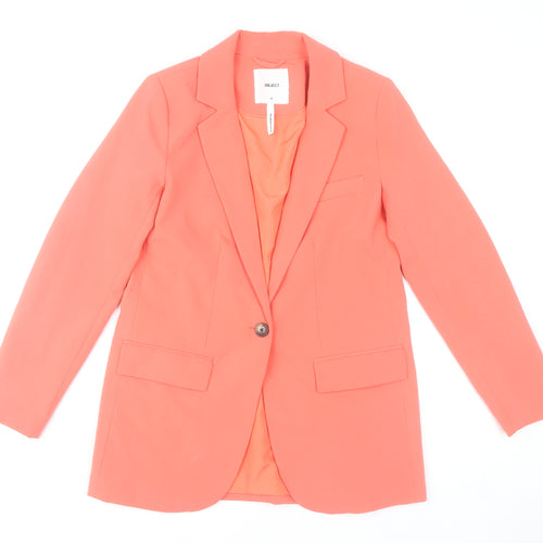 OBJECT Women's Orange Blazer Size 6 Classic Single-Breasted Jacket