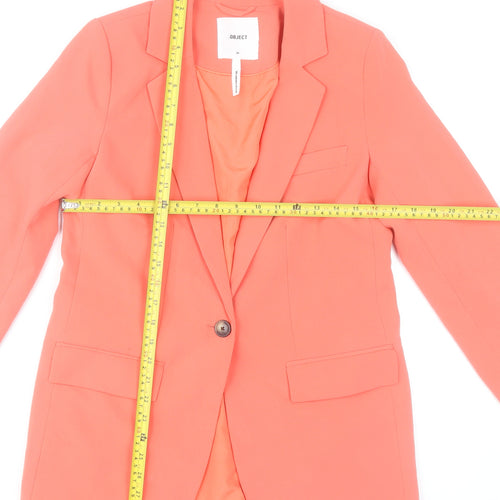 OBJECT Women's Orange Blazer Size 6 Classic Single-Breasted Jacket
