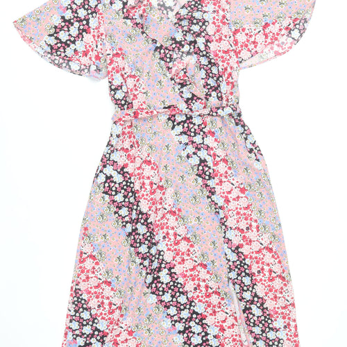 Dunnes Women’s Multicoloured Floral Wrap Midi Dress Size 8