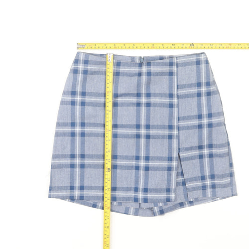 Misi & Co Women's Blue Plaid Wrap Skort Petites Cotton Blend