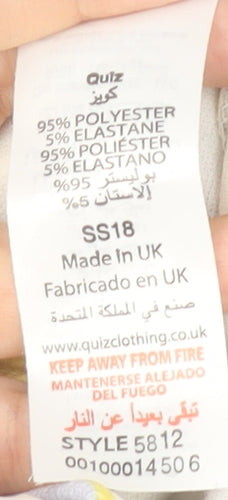 Quiz Women Yellow Striped Belted Jumpsuit Size 12 Polyester Blend