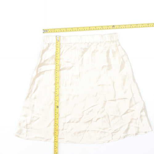 Sinead Keary Women Ivory Midi A-Line Skirt Rayon Viscose Size S