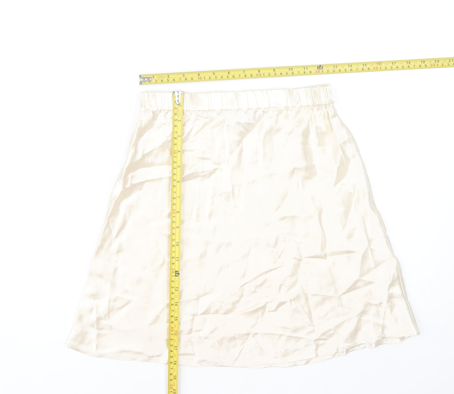 Sinead Keary Women Ivory Midi A-Line Skirt Rayon Viscose Size S