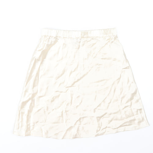Sinead Keary Women Ivory Midi A-Line Skirt Rayon Viscose Size S