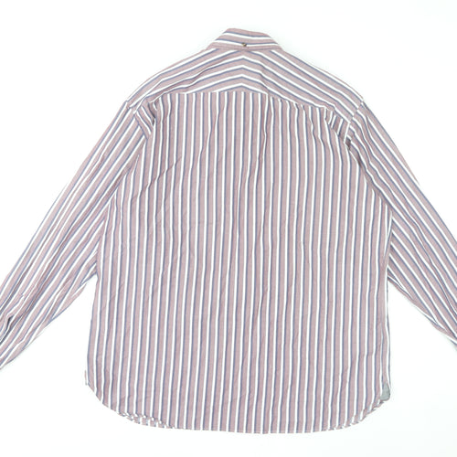 Marks and Spencer Men's Multicoloured Striped Long Sleeve Formal Cotton Shirt Size L