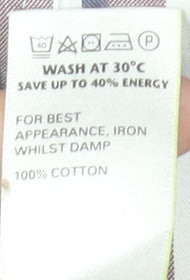 Marks and Spencer Men's Multicoloured Striped Long Sleeve Formal Cotton Shirt Size L