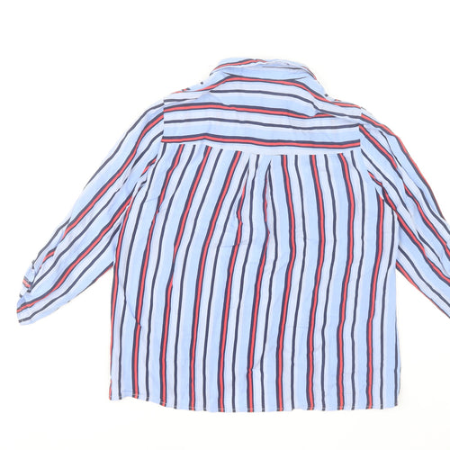 Stradivarius Women's Blue Striped Button-Up Shirt Size 8