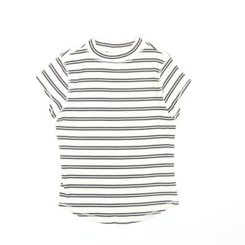 River Island Women’s White Black Striped T-Shirt UK 12 Basic Jersey Top