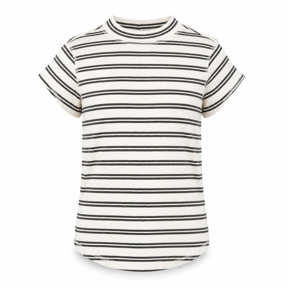 River Island Women’s White Black Striped T-Shirt UK 12 Basic Jersey Top