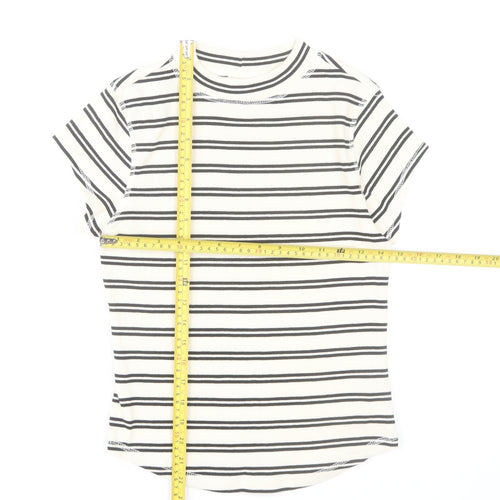 River Island Women’s White Black Striped T-Shirt UK 12 Basic Jersey Top