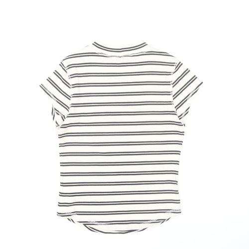 River Island Women’s White Black Striped T-Shirt UK 12 Basic Jersey Top