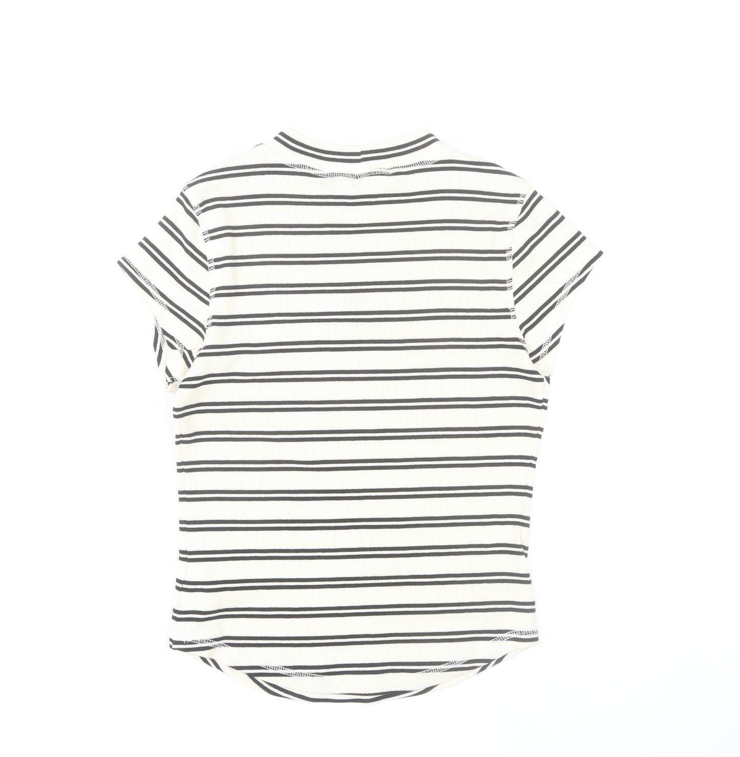 River Island Women’s White Black Striped T-Shirt UK 12 Basic Jersey Top