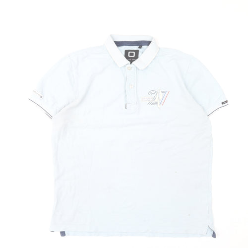 CODE ZERO Men’s Blue Nautical Polo Shirt XL Short Sleeve 100% Cotton
