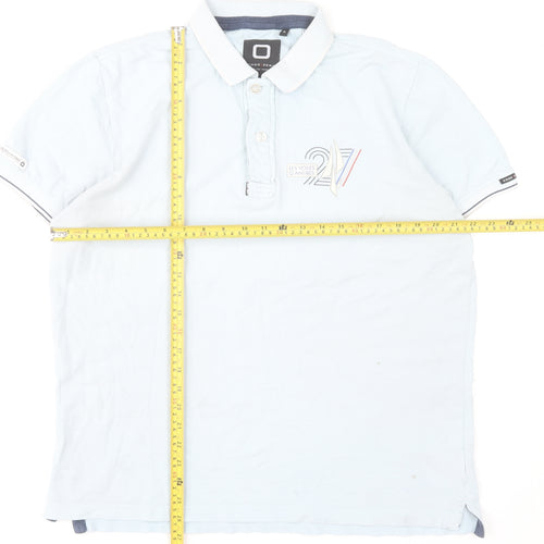 CODE ZERO Men’s Blue Nautical Polo Shirt XL Short Sleeve 100% Cotton