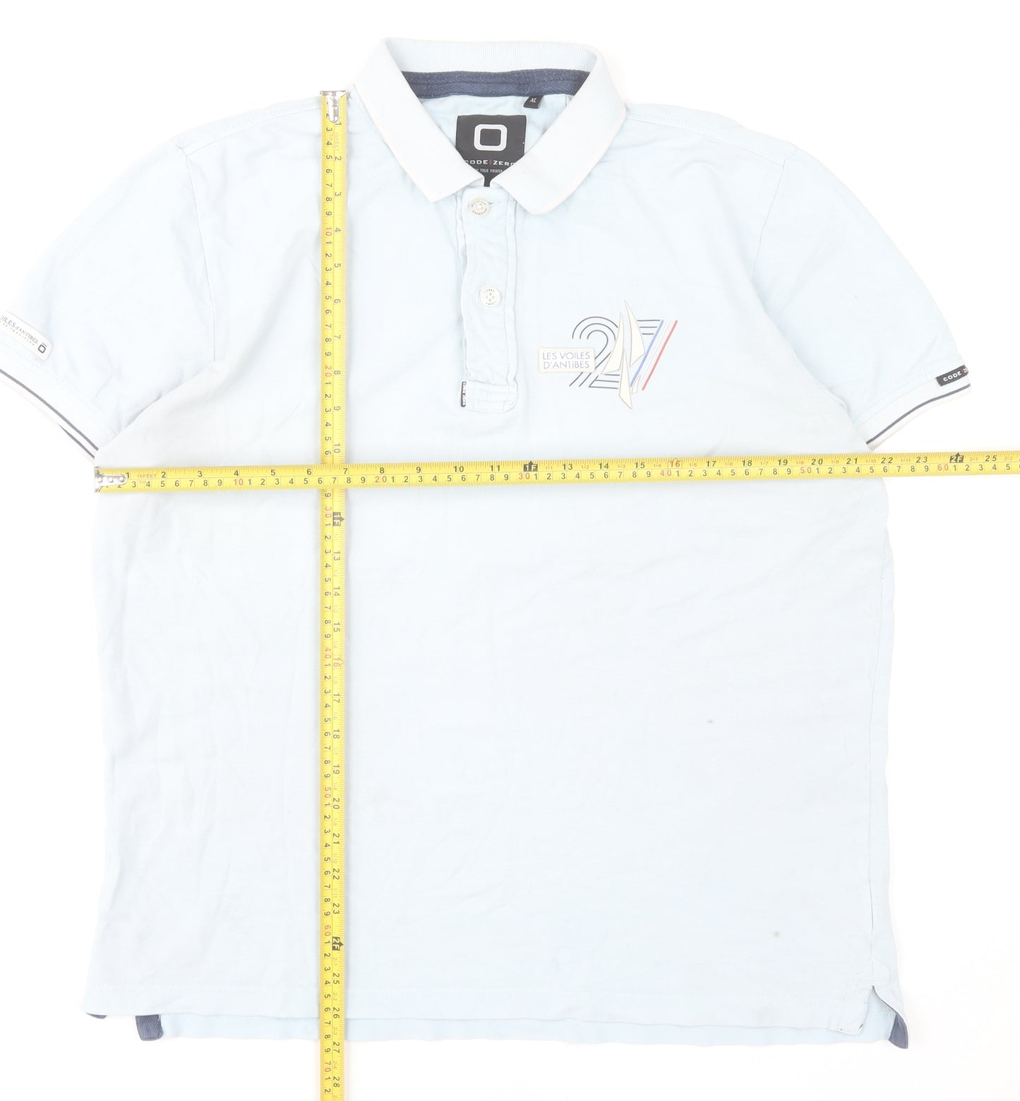 CODE ZERO Men’s Blue Nautical Polo Shirt XL Short Sleeve 100% Cotton
