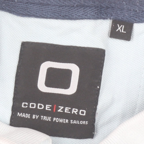 CODE ZERO Men’s Blue Nautical Polo Shirt XL Short Sleeve 100% Cotton
