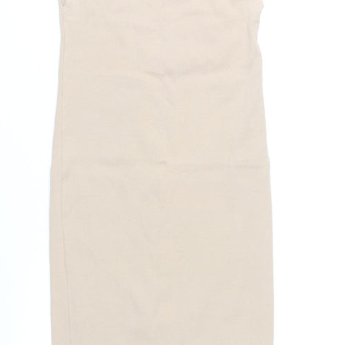 Dunnes Stores Women Beige XS Bodycon Sleeveless Cotton Blend Dress