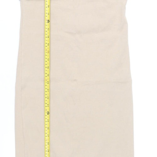 Dunnes Stores Women Beige XS Bodycon Sleeveless Cotton Blend Dress