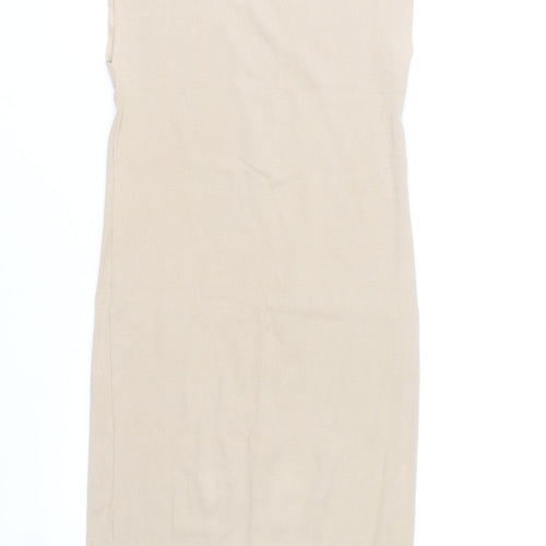 Dunnes Stores Women Beige XS Bodycon Sleeveless Cotton Blend Dress