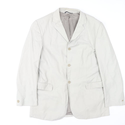 SWEPT Men’s Pale Beige Grey Cotton Blend Single-Breasted Blazer Jacket Size 42 Regular