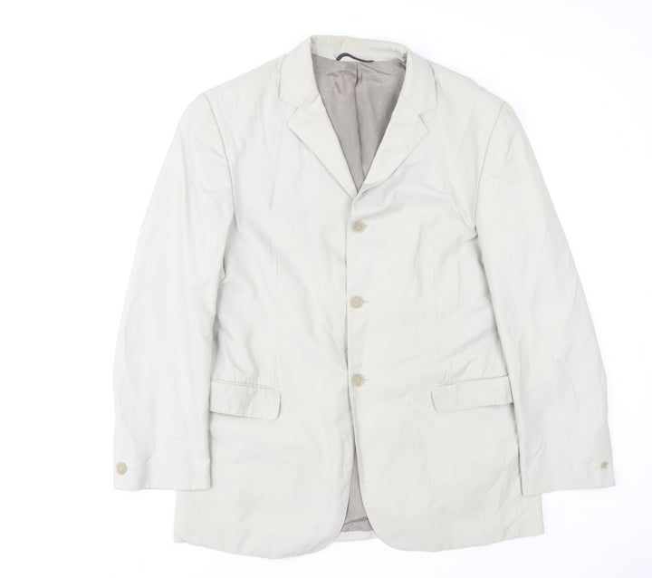 SWEPT Men’s Pale Beige Grey Cotton Blend Single-Breasted Blazer Jacket Size 42 Regular