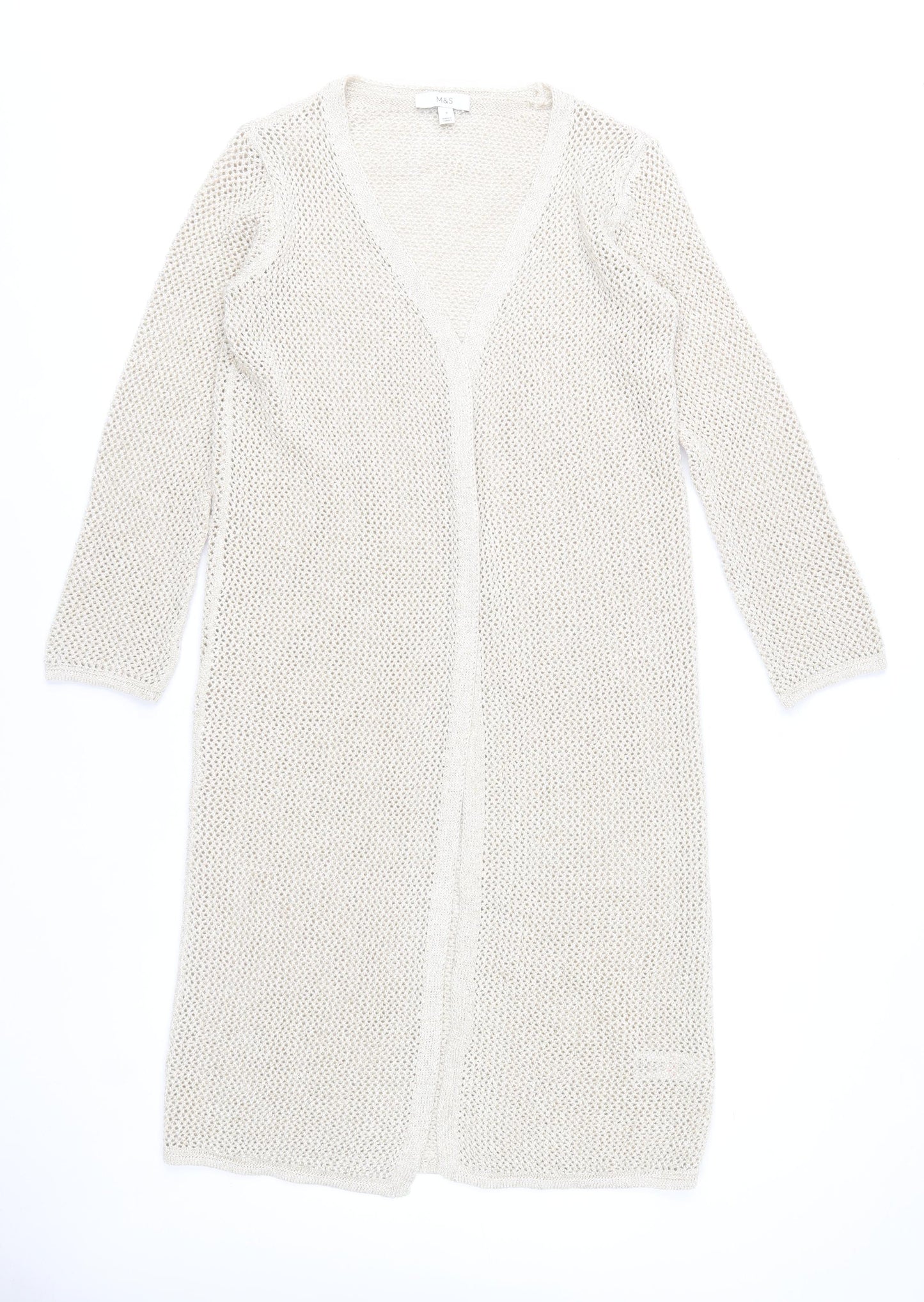 Marks and Spencer Women’s Beige Open Knit Longline Cardigan S