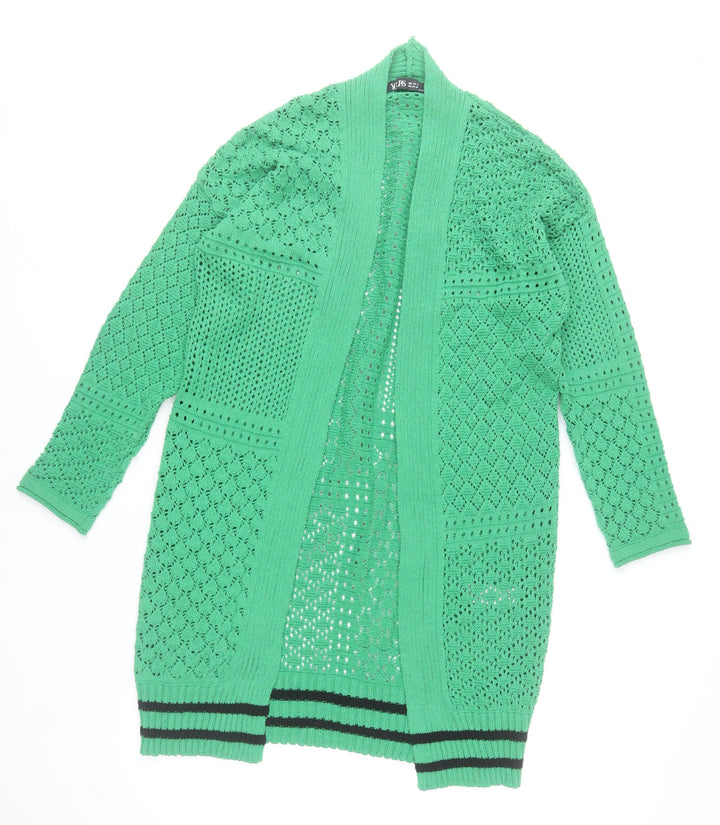 Yours Women’s Green Open-Knit Cotton Blend Cardigan UK 14-16