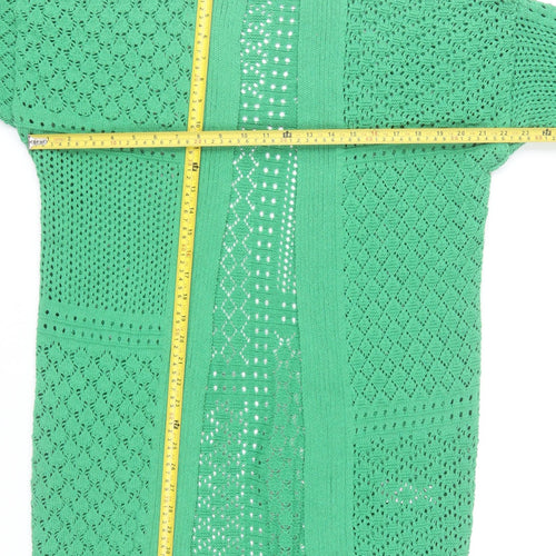 Yours Women’s Green Open-Knit Cotton Blend Cardigan UK 14-16