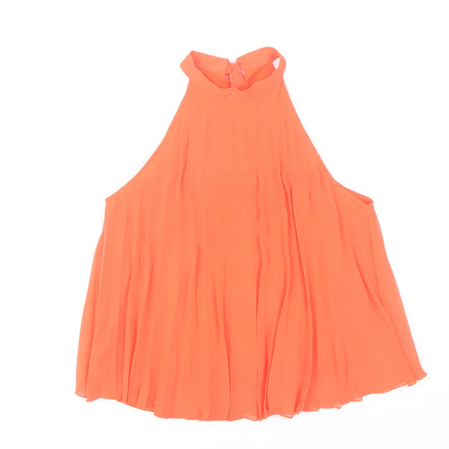 New Look Women's Orange Halter Pleated Chiffon Camisole Blouse UK 12