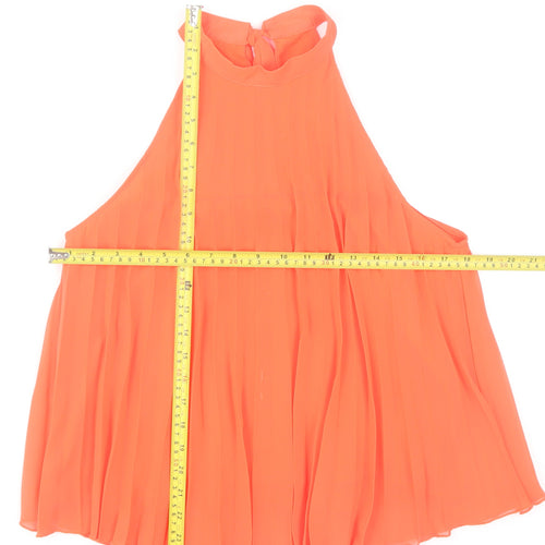 New Look Women's Orange Halter Pleated Chiffon Camisole Blouse UK 12