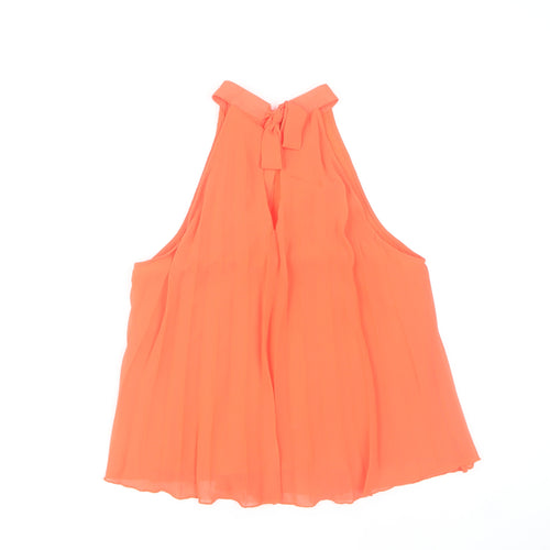 New Look Women's Orange Halter Pleated Chiffon Camisole Blouse UK 12